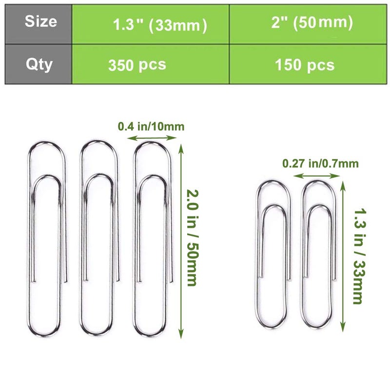 Vinaco Paper Clips Smooth Silver, Medium and Jumbo Paper Clip (1.3 inch & 2.0 inch), Durable and Rustproof, Coated Paper Clips Great for Office School and Personal Use - Image 3